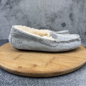 UGG Shoes Womens Size 8 Gray Ansley Suede Shearling Moccasin Slippers 3312